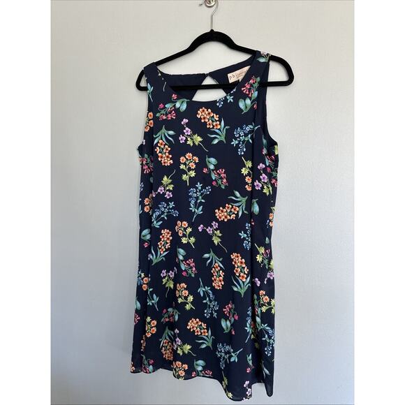 Philosophy Women's L Sheath Dress Floral Sleeveless Navy Spring‎ Flowers Keyhole - Picture 1 of 7